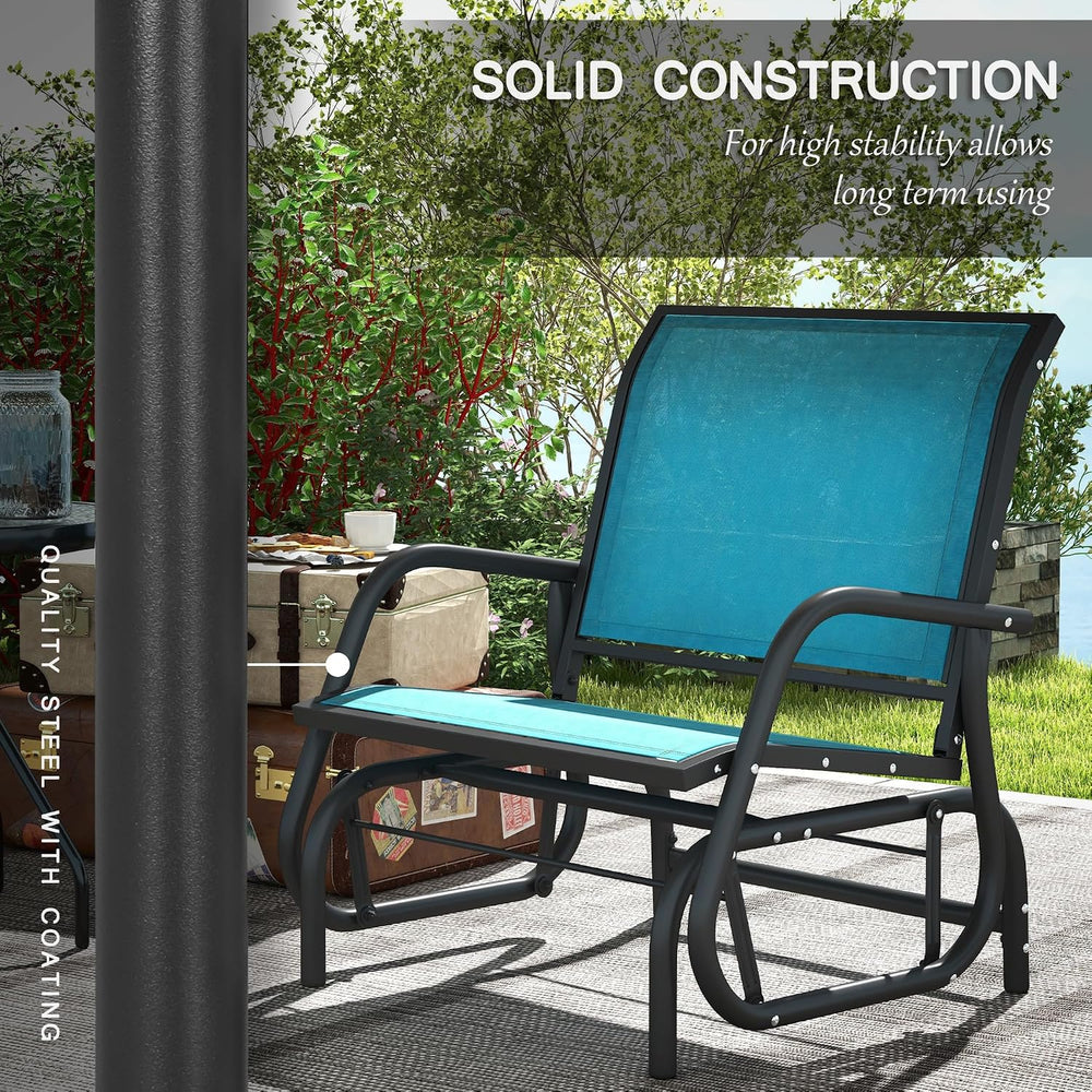 Outsunny Porch Glider Set of 2 Steel Frame Blue