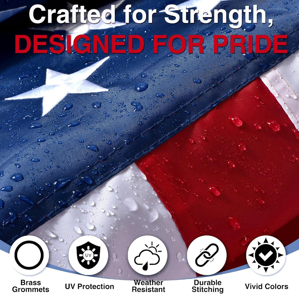 American Flags for Outside 6x10, US Flag Outdoor Heavy Duty, Embroidered Star...