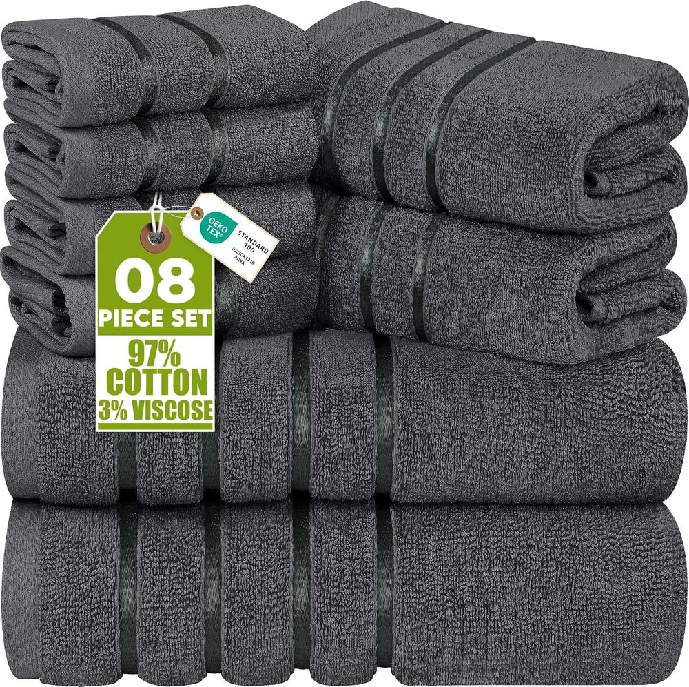 Utopia Towels 8-Piece Luxury Towel Set, 2 Bath Towels, 2 Hand Towels, and 4 W...