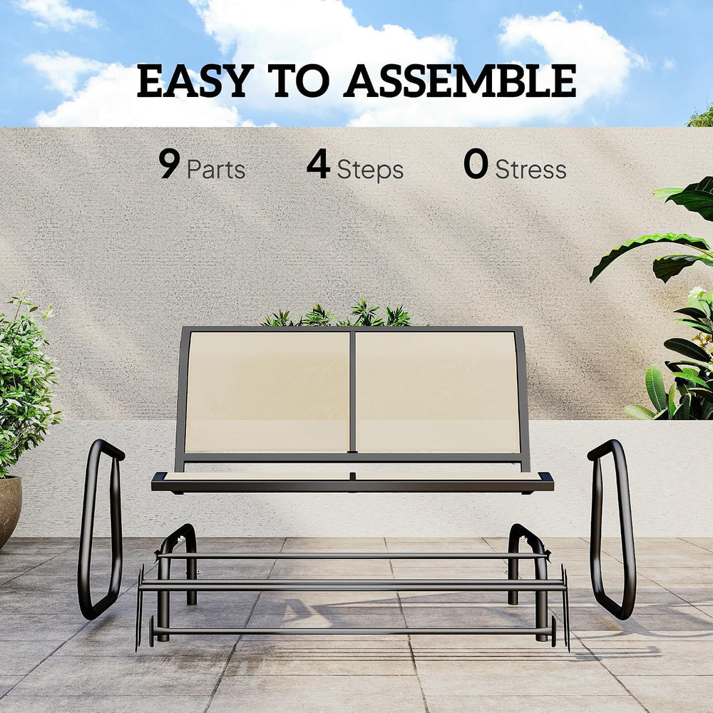 Outsunny 2-Person Outdoor Glider Bench with Steel Frame, Beige