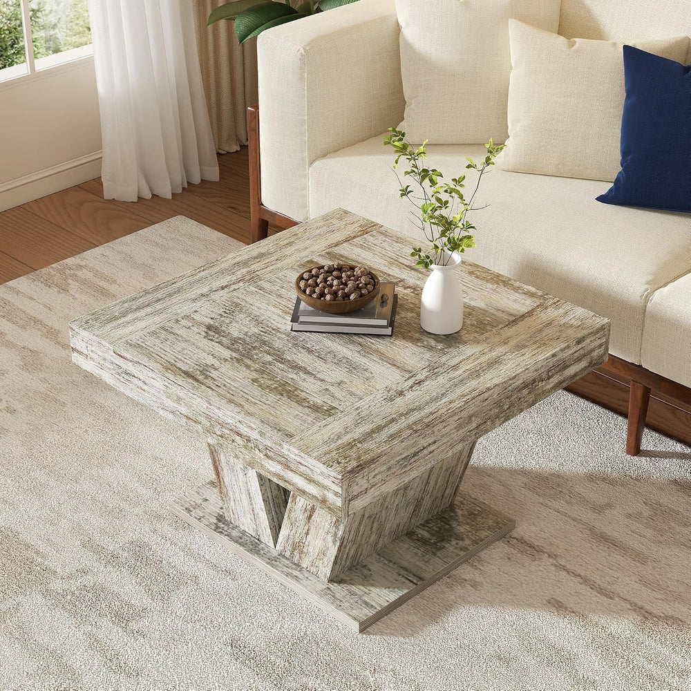 Square Wood Coffee Table 31.5 Inch, White