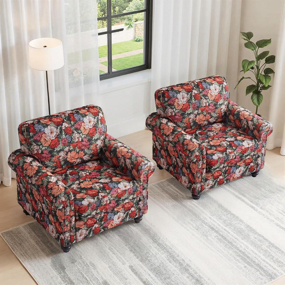 Folral Accent Chair, Comfy Reading Armchair, Black