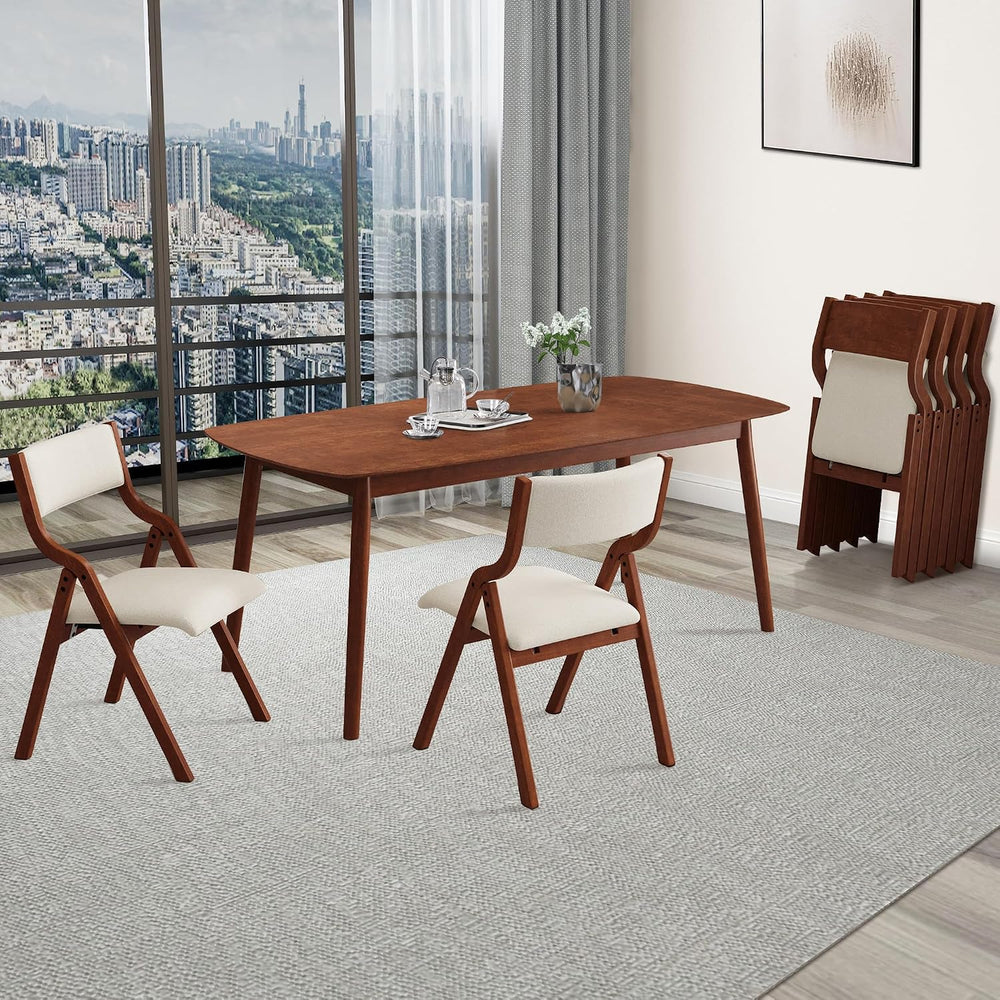 Ball & Cast Upholstered Folding Chairs Set of 2,with Padded Seat,Wooden P...
