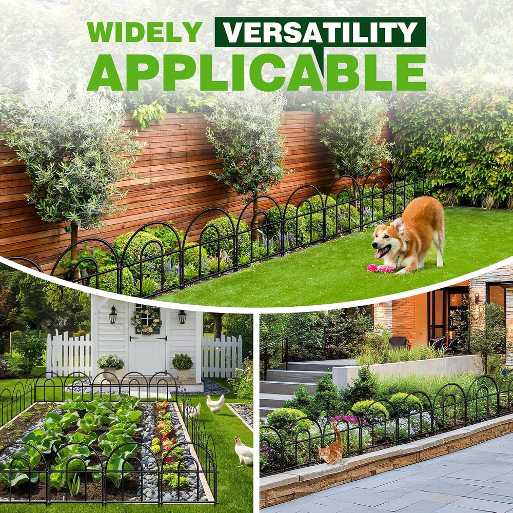 Decorative Garden Fence 43.33ft x 17in - 40 Pack Rustproof Metal No Dig Fence...