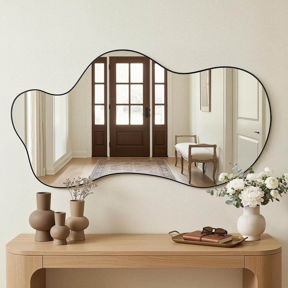 Irregular Wall Mirror, 26"x40" Asymmetrical Mirror, Black