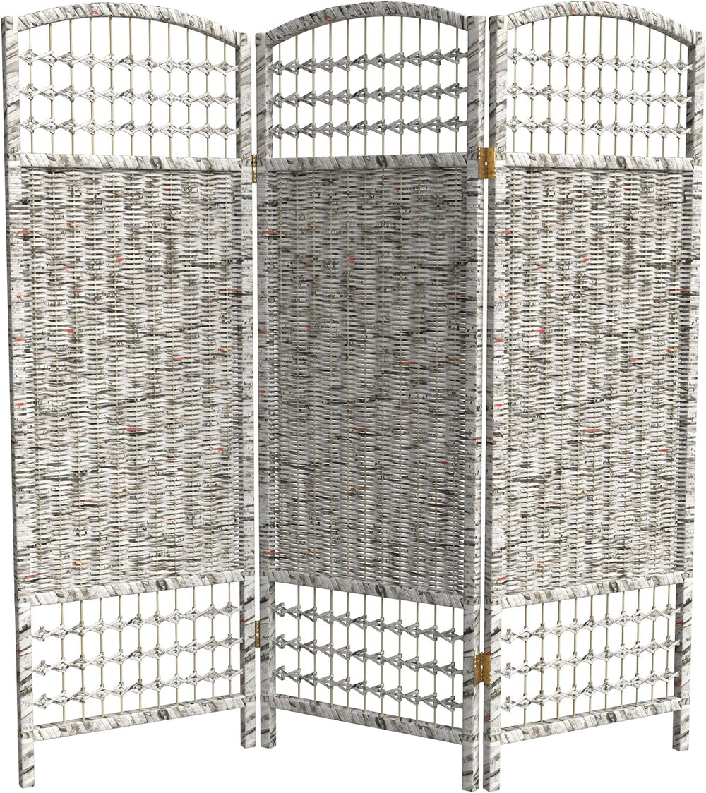 4 ft. Short Recycled Newspaper Folding Screen - 3 Panels