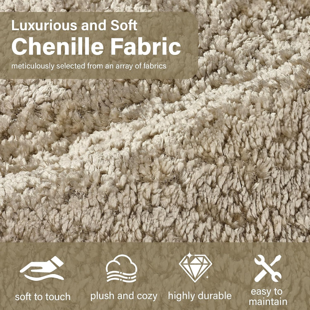 Wrofly 2-Piece Chenille Cloud Sofa Set, Loveseat & 3-Seater, Light Brown