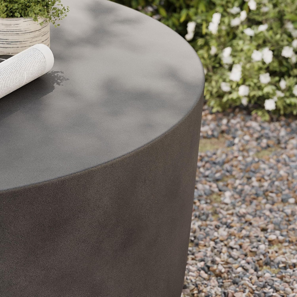 Modway Brion 34 Inch Round Concrete Coffee Table – Indoor/Outdoor Tapered Cyl...