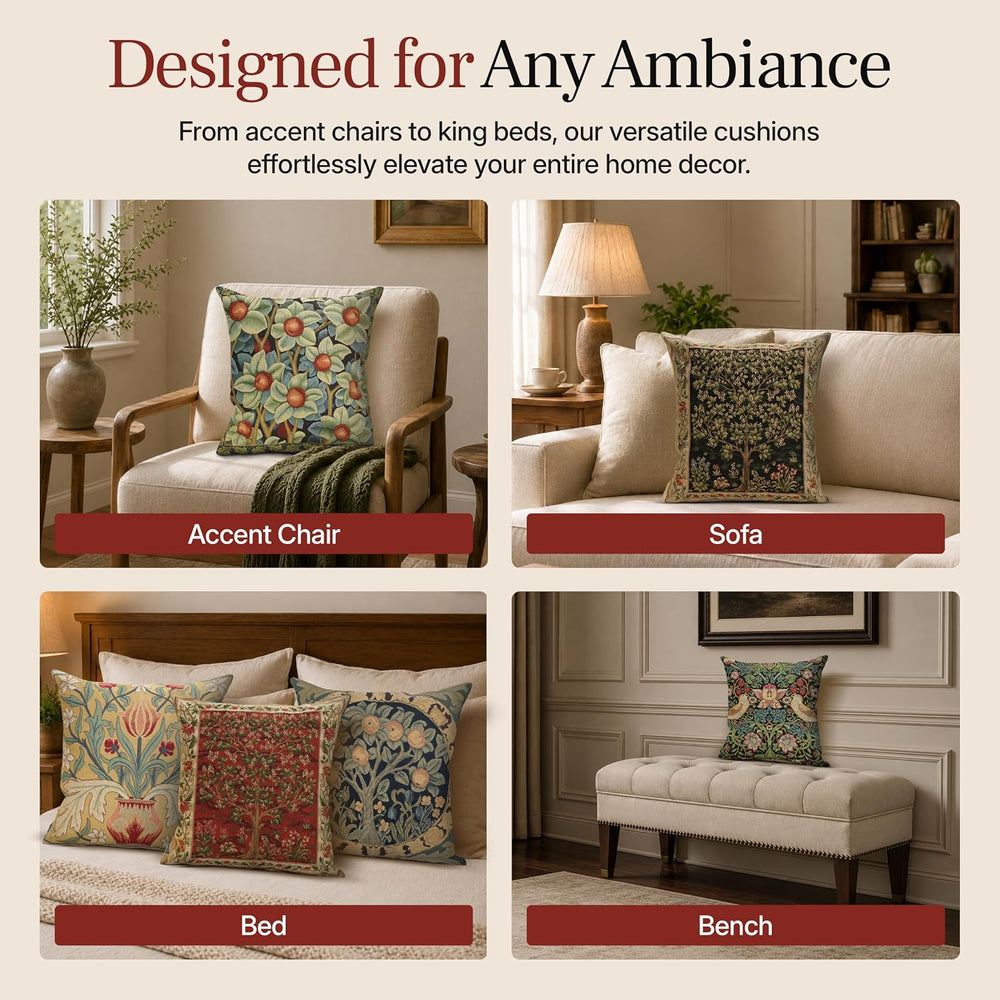 William Morris Orange Tree Tapestry Throw Pillow Cover 18 x 18 in