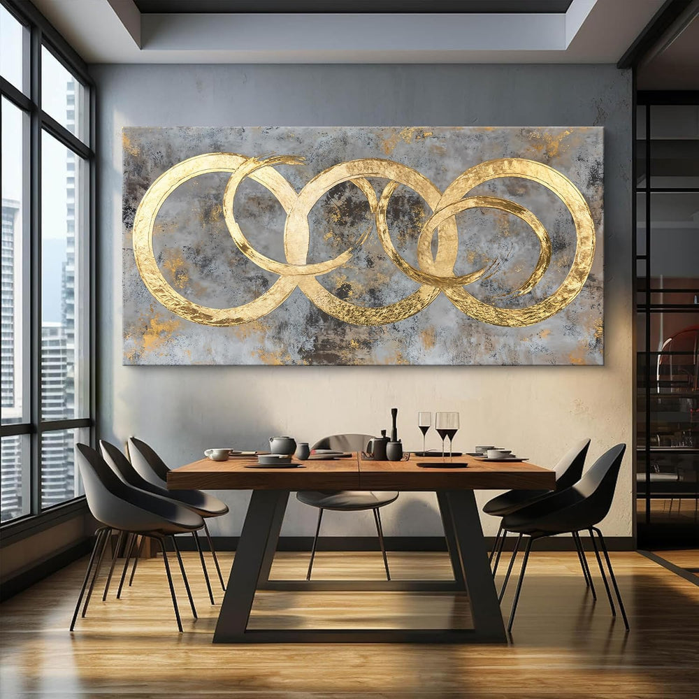 Large Gold Circle Wall Art Decor 39"x78" Abstract Wall Art For Livi...