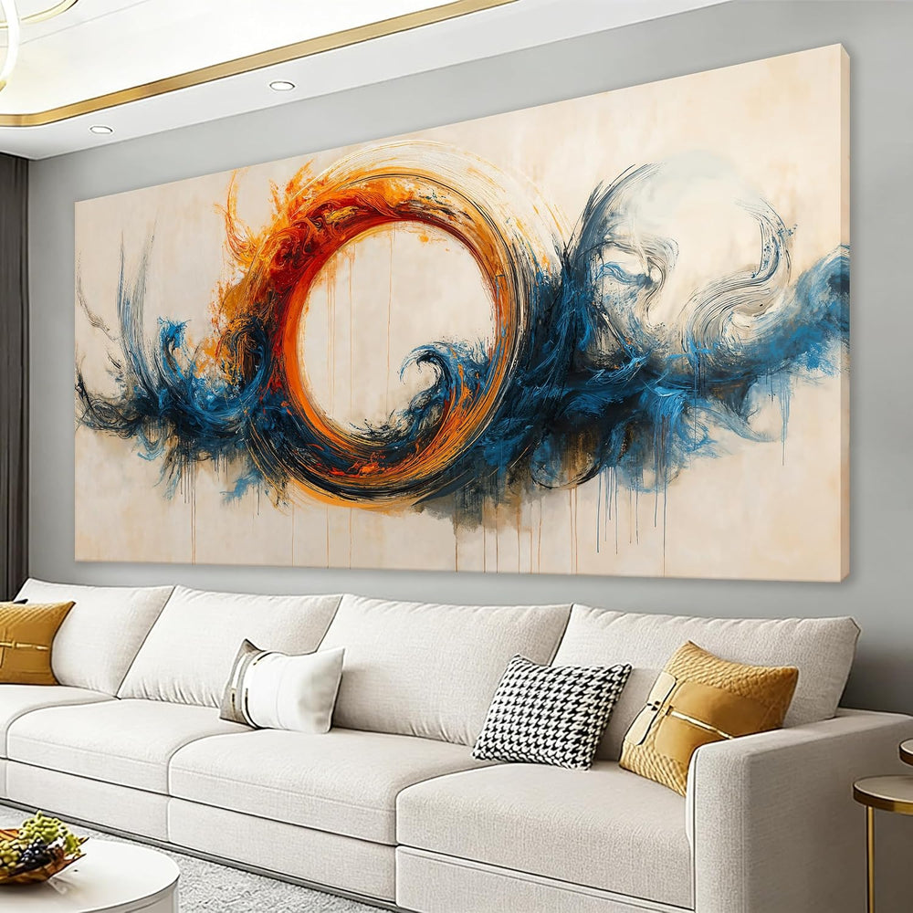 Abstract Wall Art Decor 20"x40" Circle Vortex Red Blue Wall Art For...