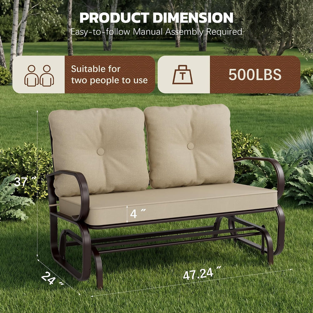Incbruce Outdoor Glider Rocking Chair Patio Glider Bench for 2 Person, Porch ...