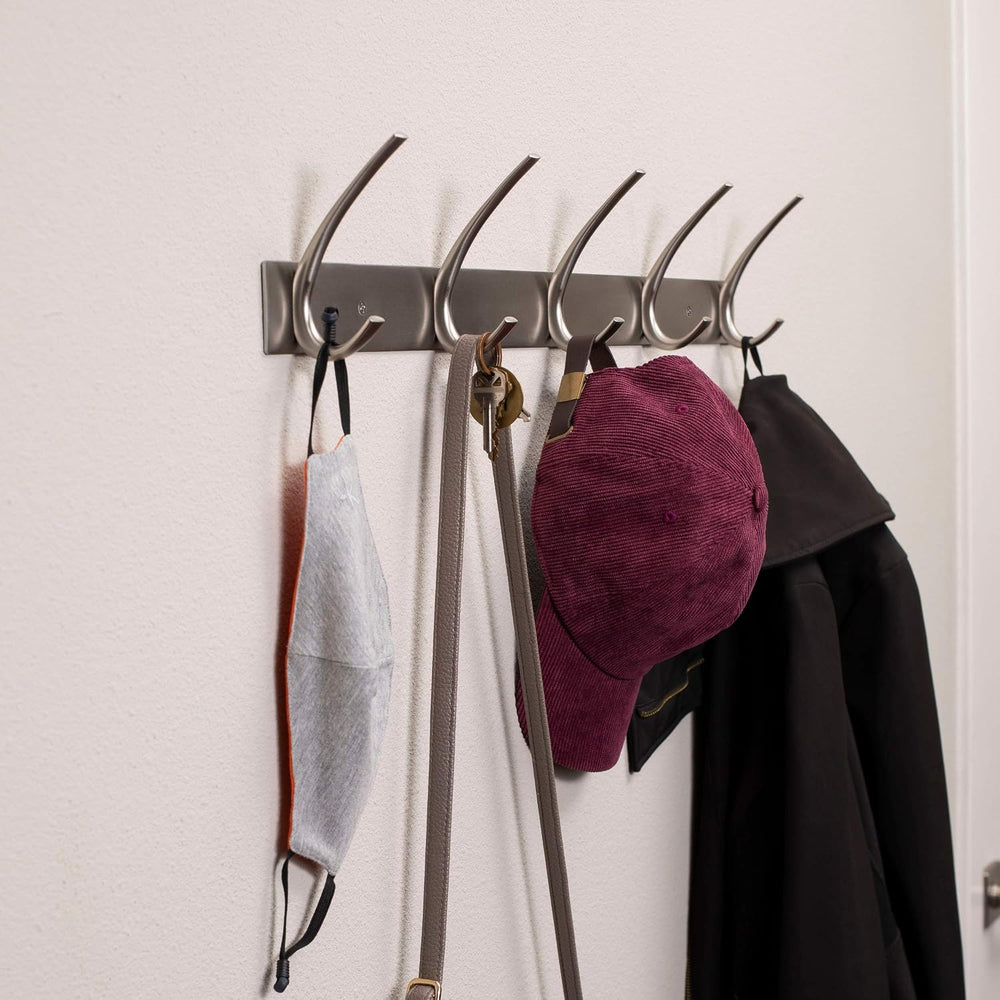 BIRDROCK HOME Premium 5-Hook Stainless Steel Coat and Hat Rack for Wall - Set...