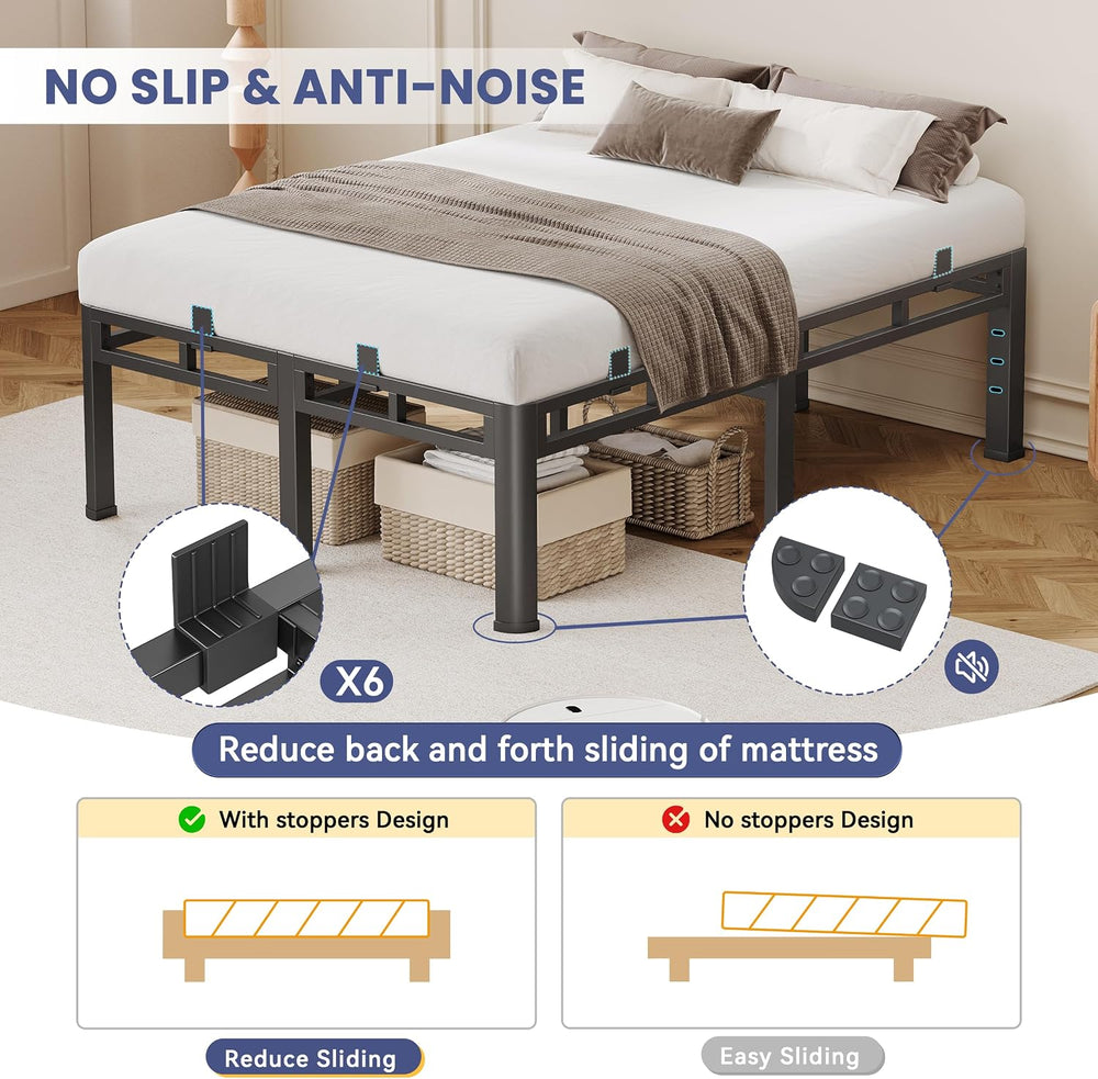 Bed Frame Queen Size 24 Inch Tall,Double Layer Heavy Duty Metal Platform