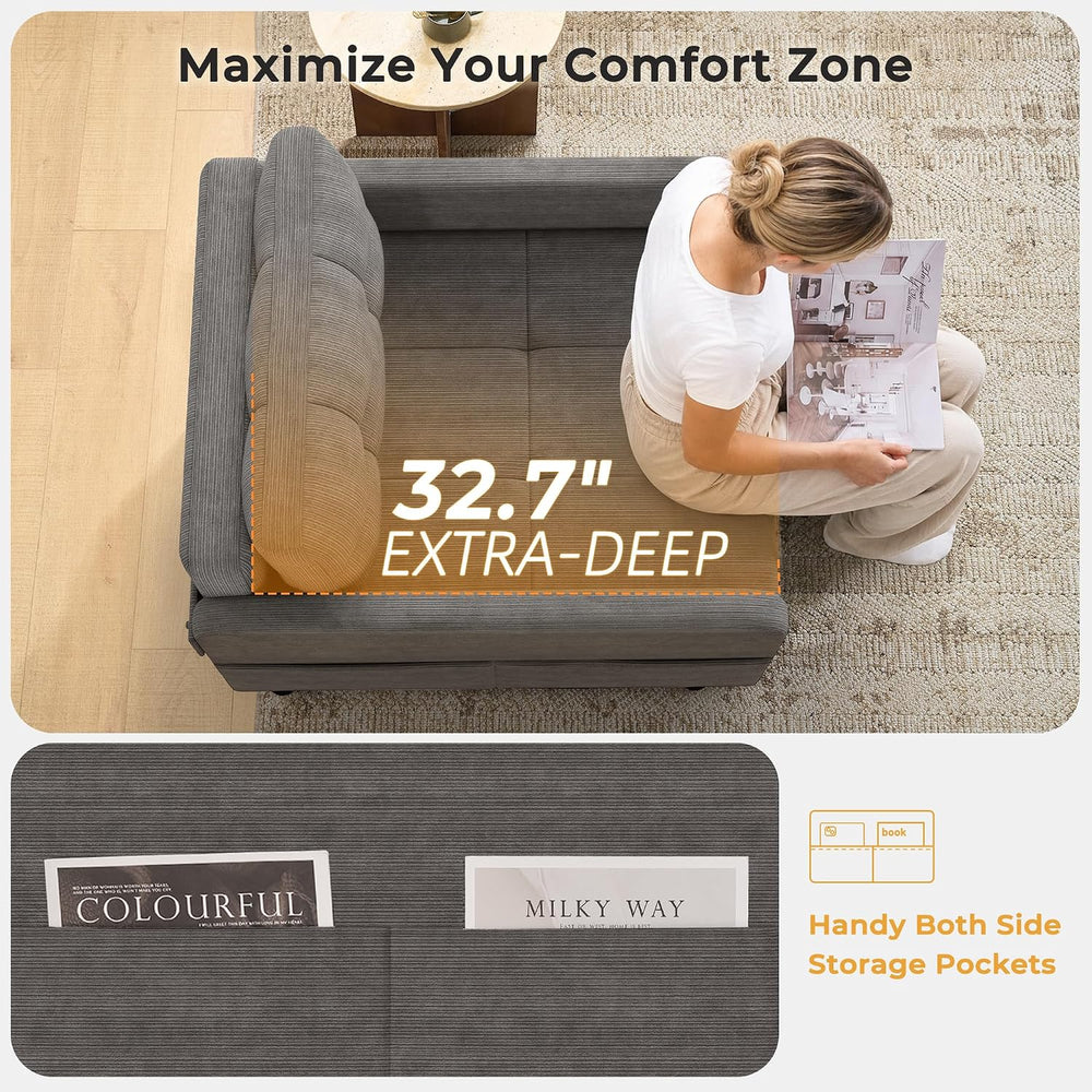 Deep Seat Sleeper Chair Bed, Zero Wall Clearance