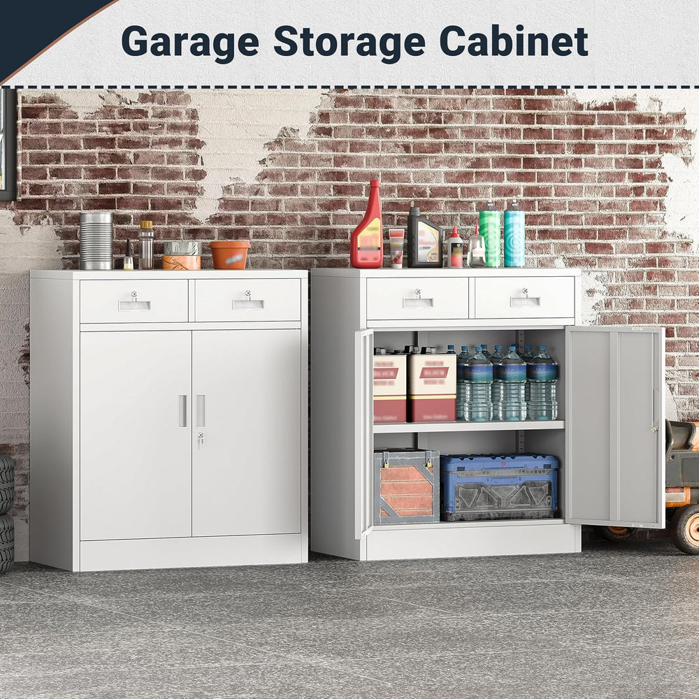 BESFUR Metal Storage Cabinet, Garage Storage Cabinet with 2 Drawers and Adjus...