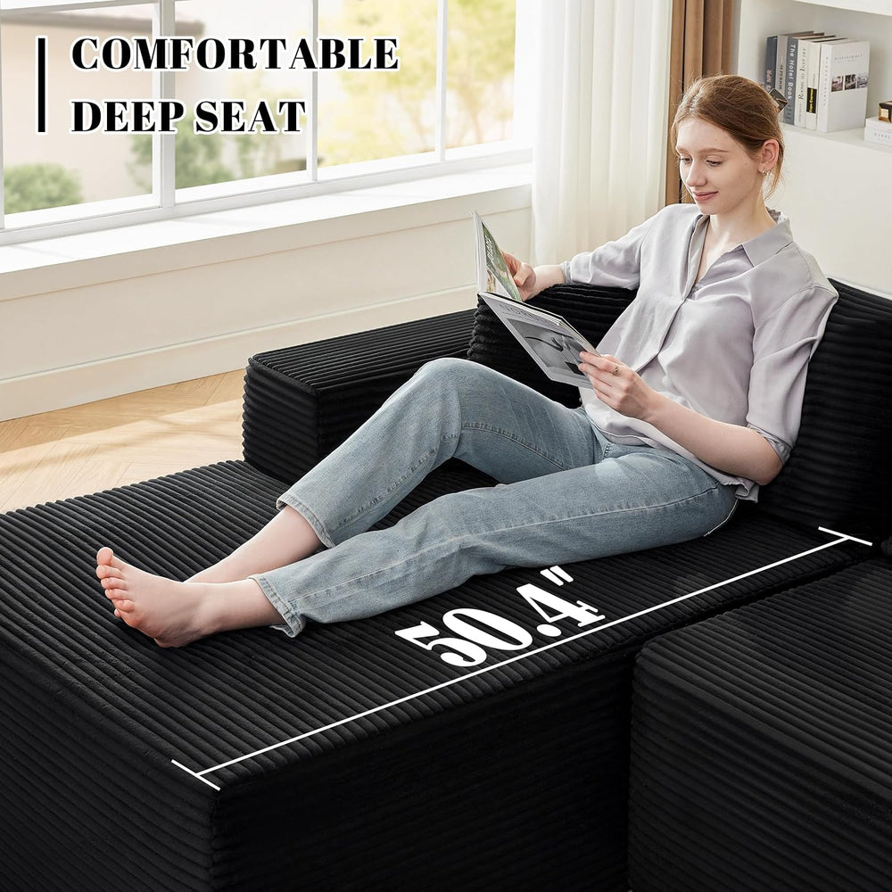 Mangodan 110” Boneless Couch, Cloud Sectional Sofa for Living Room, Black