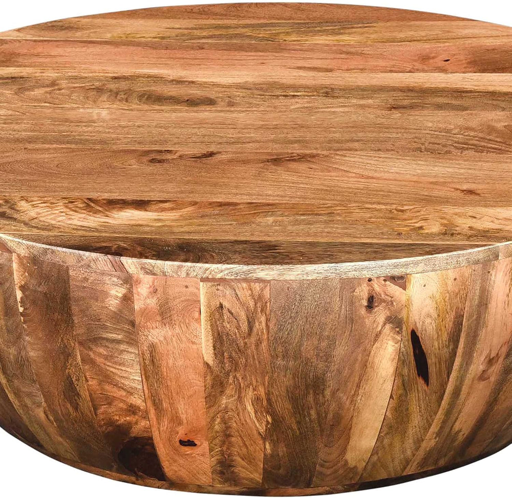 TUP THE URBAN PORT Arthur Mango Wood Round Coffee Table, Dark Brown