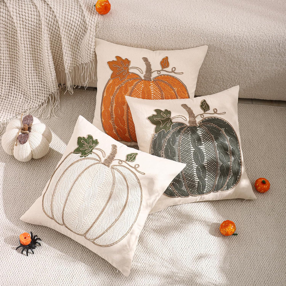 Halloween Green Pumpkin Throw Pillow Covers 18x18 Set of 2
