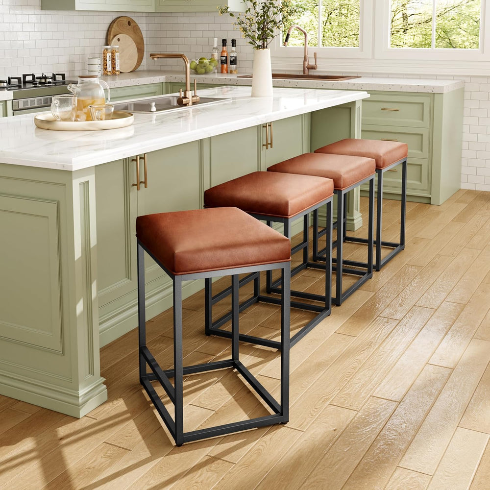 MAISON ARTS Counter Height Bar Stools Set of 4, Kitchen Backless Barstools