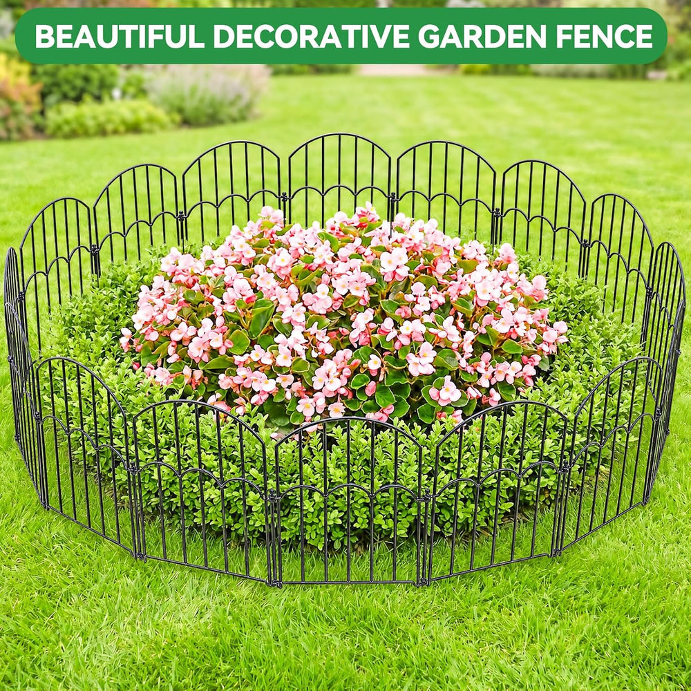 GOTGELIF 25 Panels Decorative Arched Garden Fence, 17''x27 FT No-Dig ...