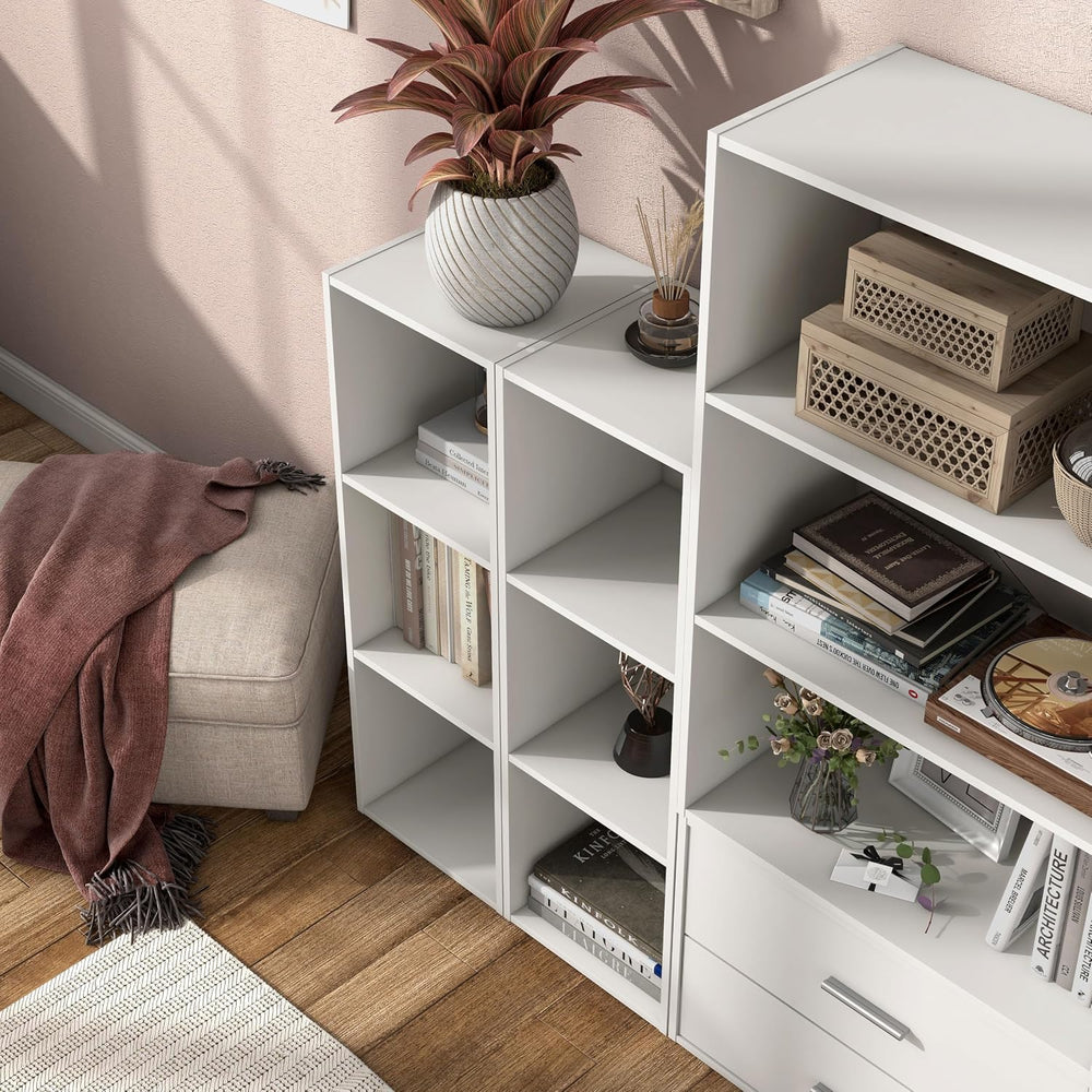 Homes: Inside + Out Apexa 3-Cube Storage Organizer Shelves, Stackable Wood Bo...