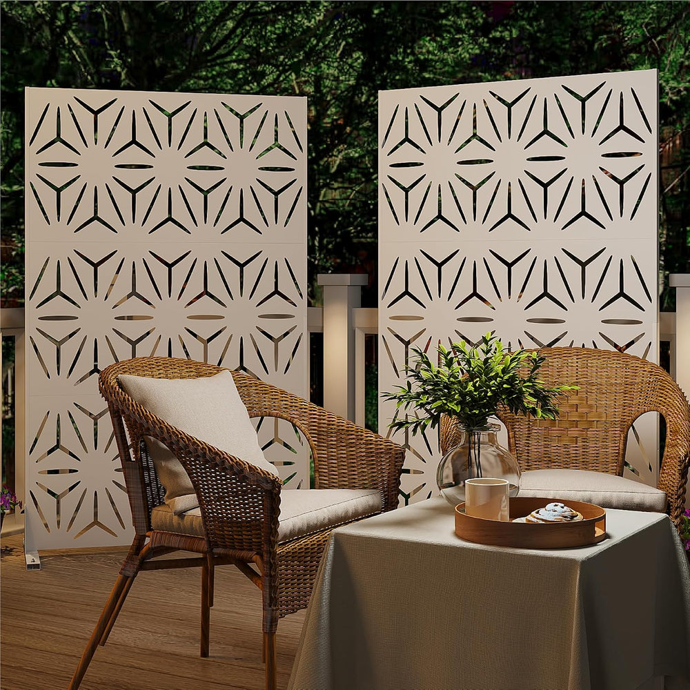 QINPTWUT 72" Metal Privacy Screen, Outdoor Freestanding Privacy Panel fo...