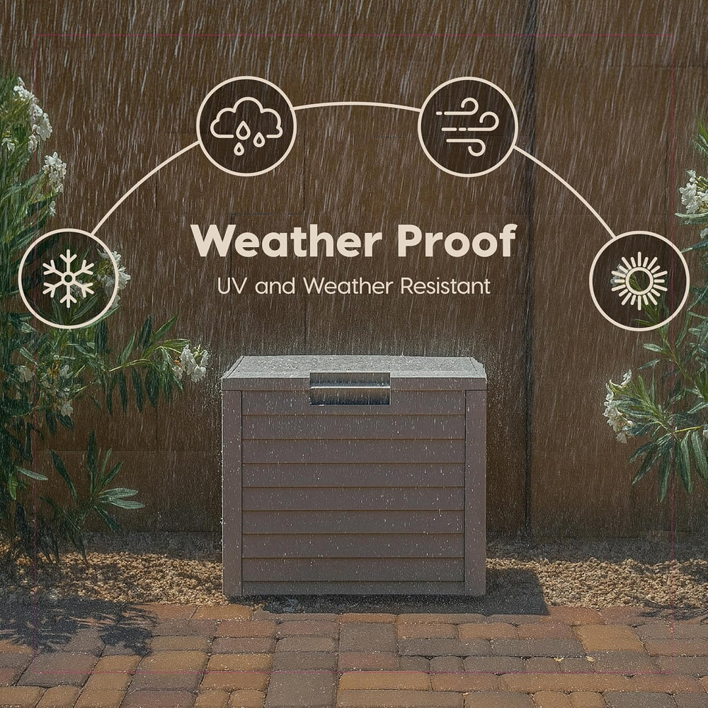 IRIS USA 35 Gallon Outdoor Deck Box, Lockable, Weather-Resistant, Beige