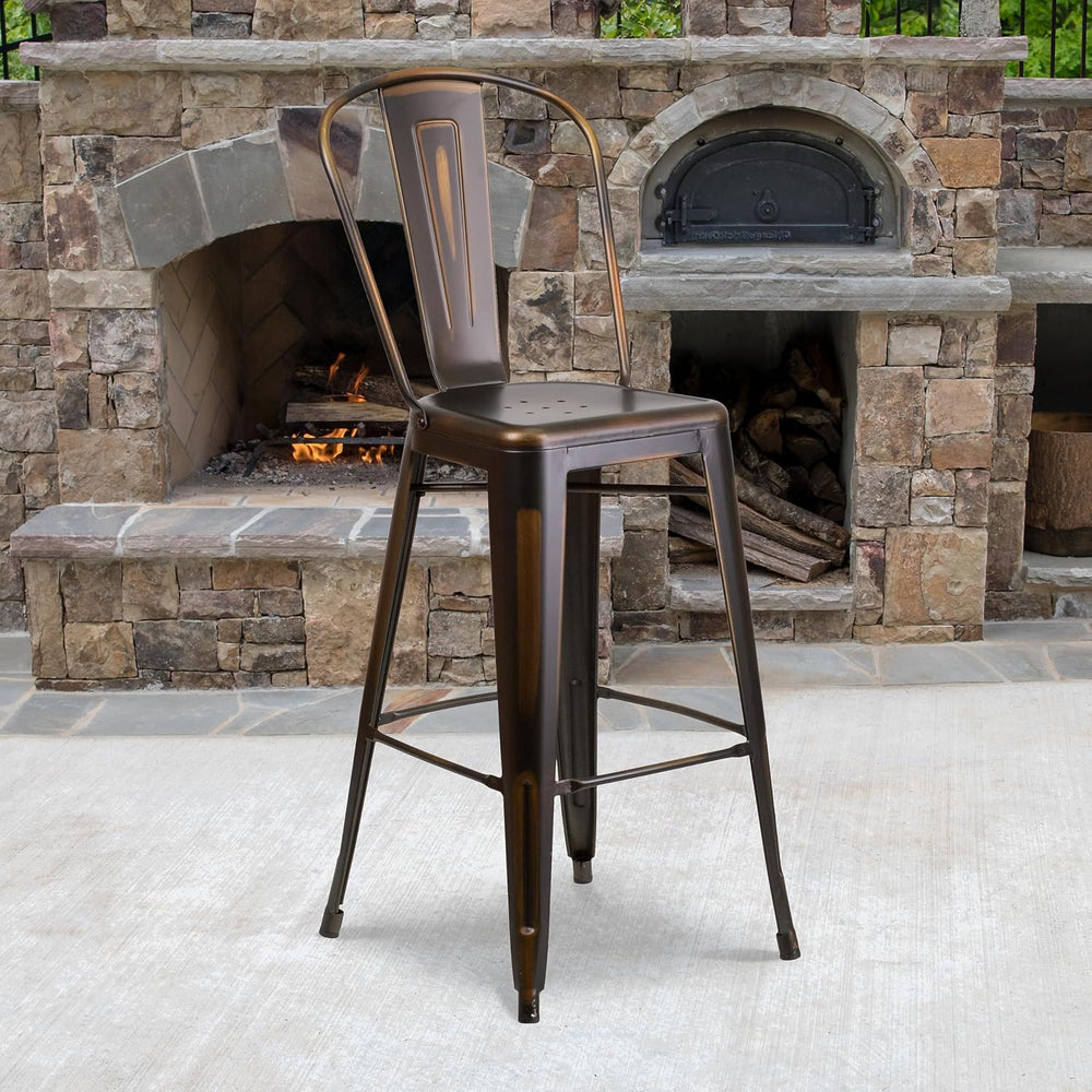 Flash Furniture Commercial Grade 30" High Distressed Copper Metal Indoor...