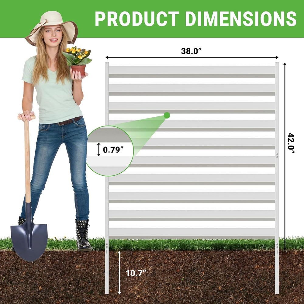 BESFUR 42" H x 38" W Metal Privacy Fence Panels for Outside, Decora...