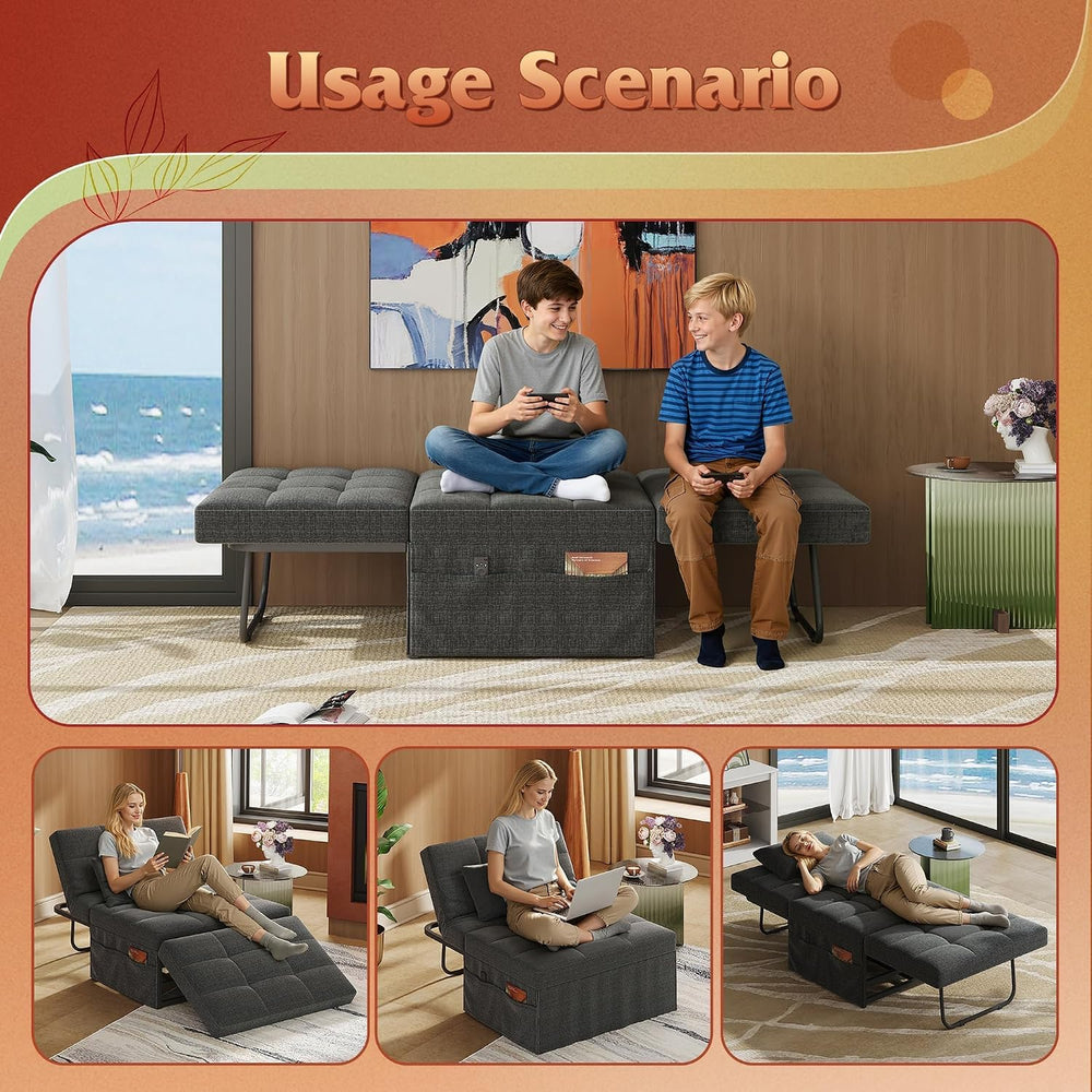 WLIVE Folding Ottoman Bed, 4-in-1 Multi-Function, Convertible Sofa Bed Foot R...