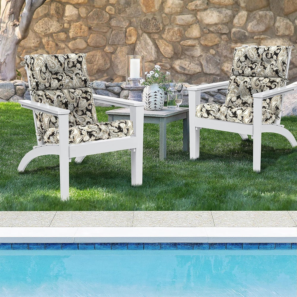 DYTXIII Outdoor High Back Chair Cushions Set of 2, Water Repellent Tufted Roc...