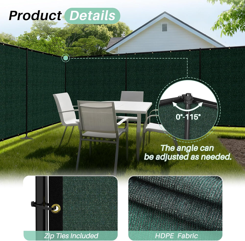 SunnyRoyal 5' x 24' Privacy Fence Screen Panel with Iron Poles Freest...