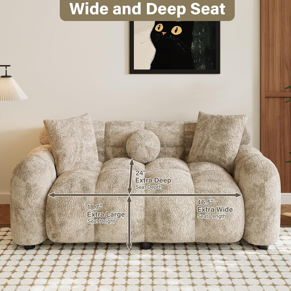 Wrofly 2-Piece Chenille Cloud Sofa Set, Loveseat & 3-Seater, Light Brown