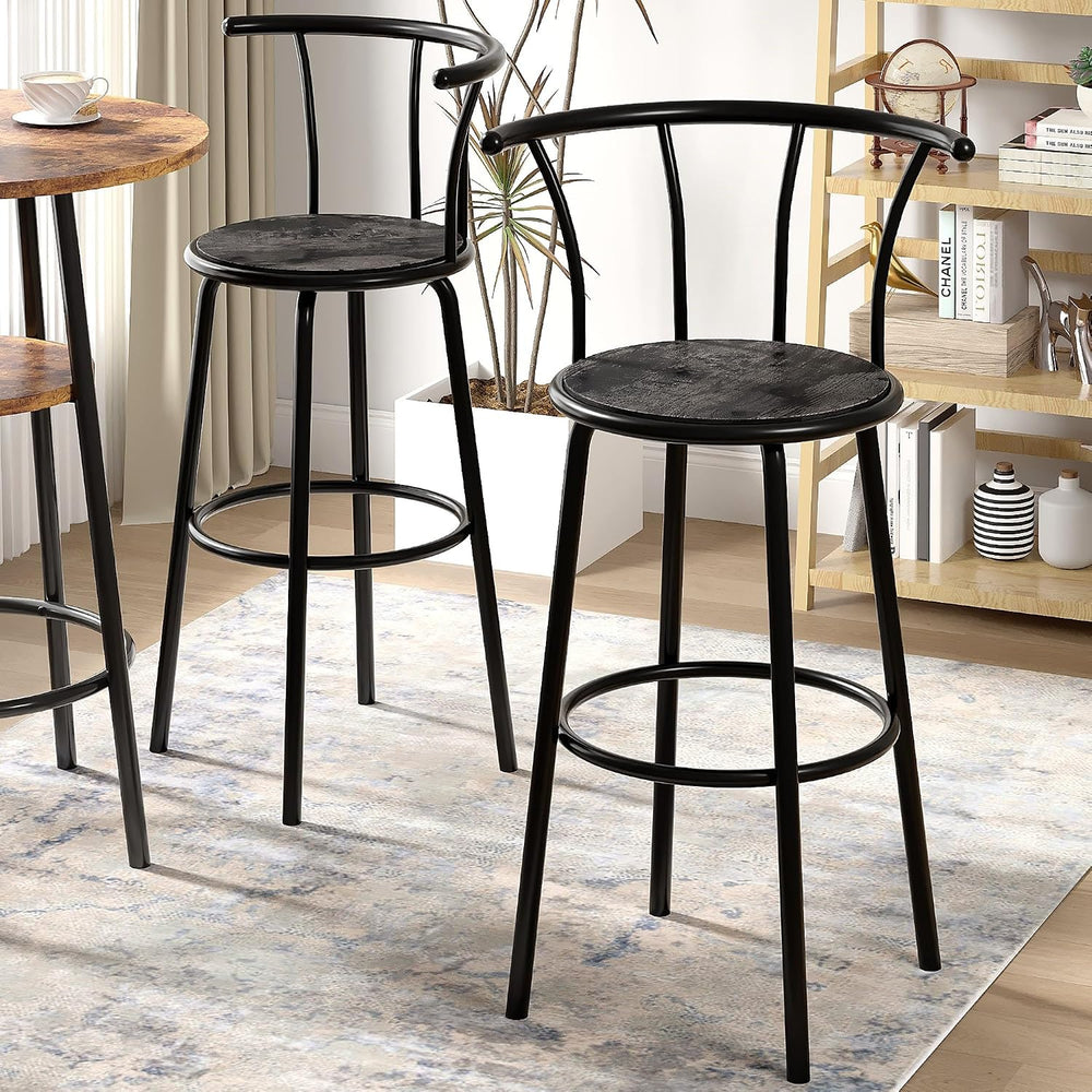 VECELO Swivel Bar Stools Set of 2, Counter Height Chairs, Dark Grey