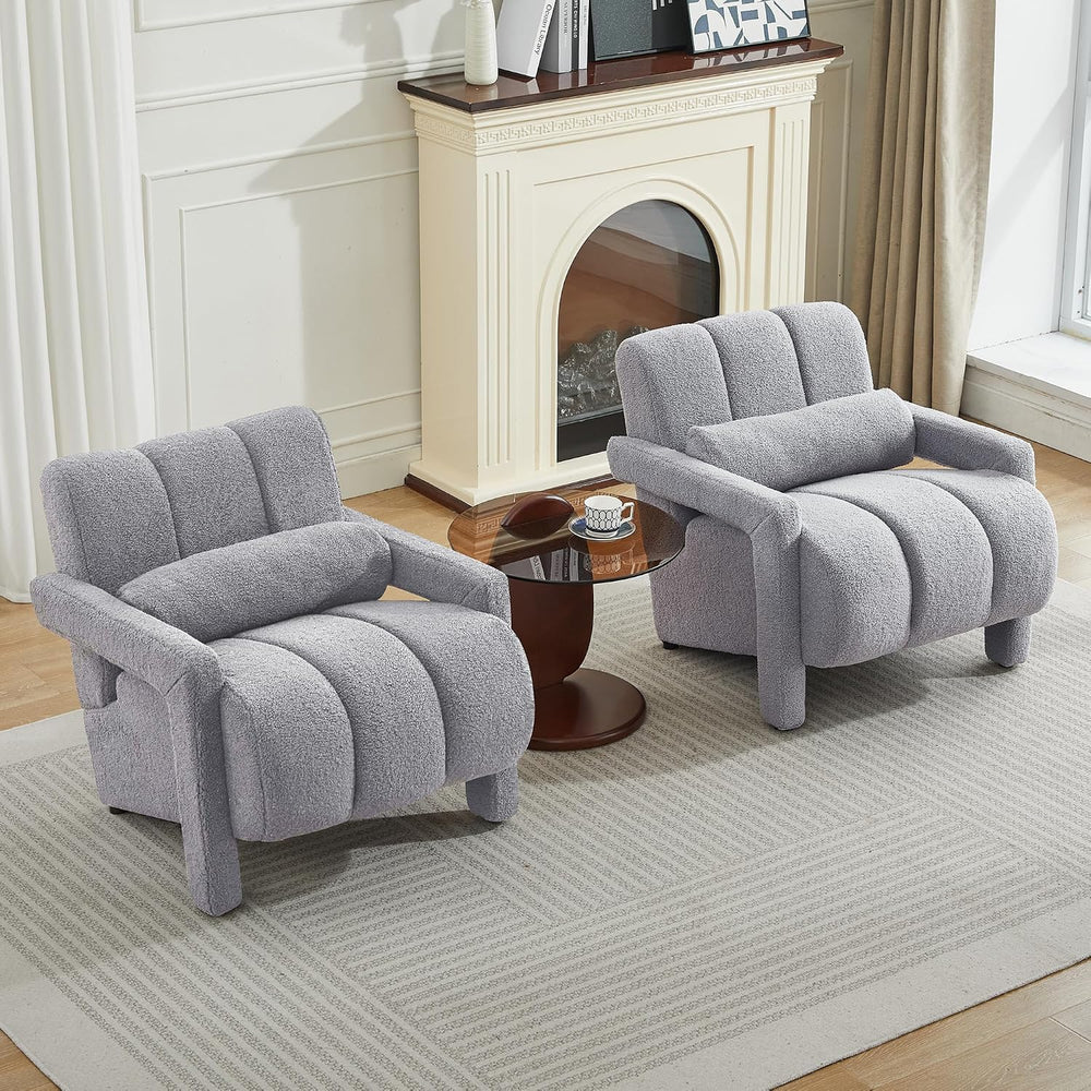 LOULENS Accent Chair Set of 2, Modern Armchair for Living Room, Light Gray