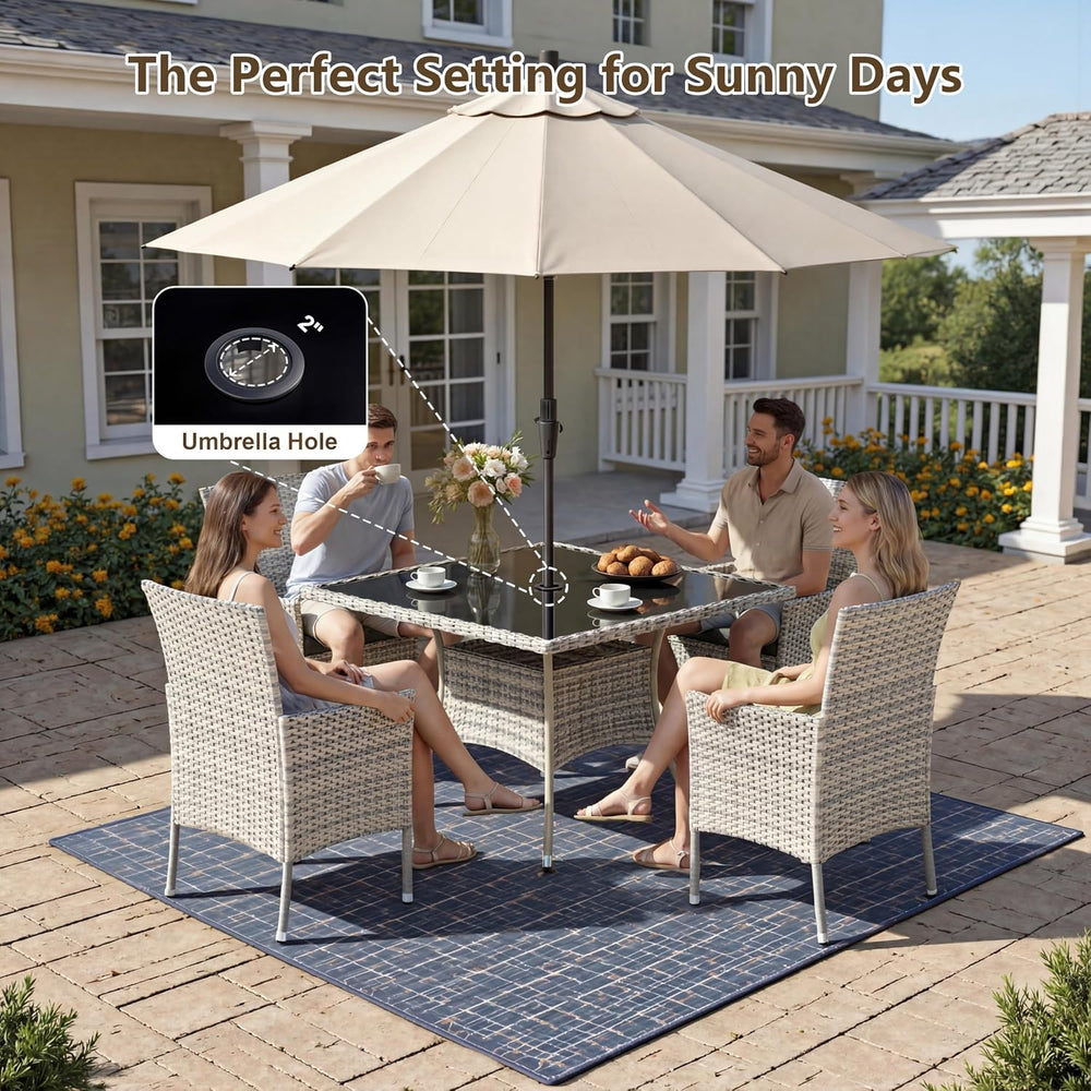 Outdoor Dining Set, 15-Piece Patio Furniture Set with Tempered Glass Table an...