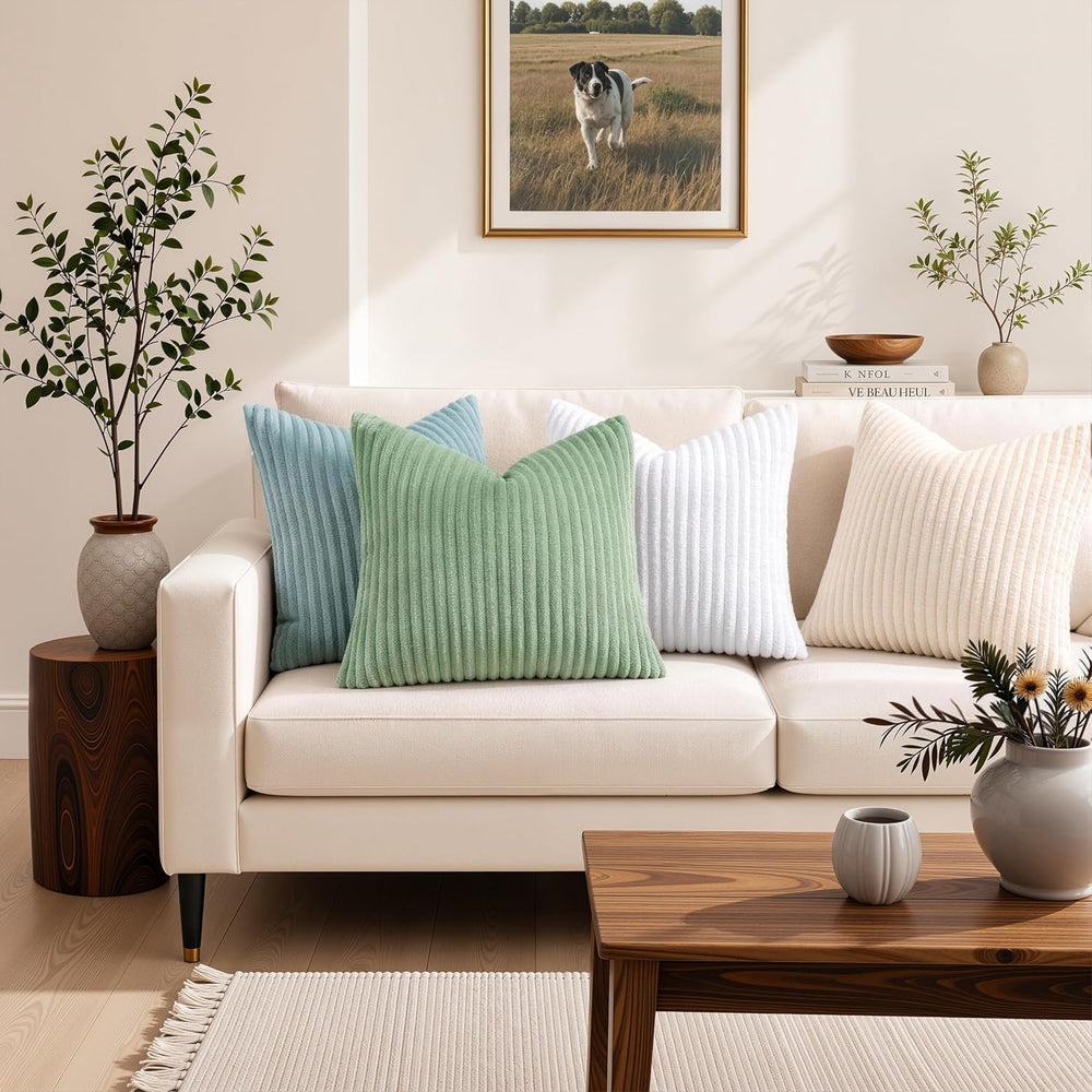 Simmore Fall Soft Sage Green Flannel Throw Pillow Covers 26X26 Set of 2