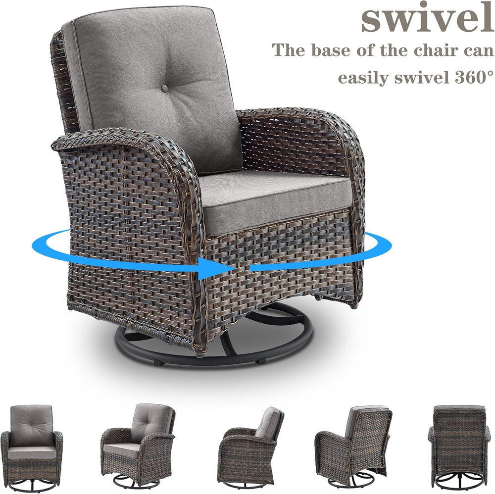 Belord Patio Furniture Swivel Glider PE Wicker Chairs, Outdoor Swivel Rocker ...
