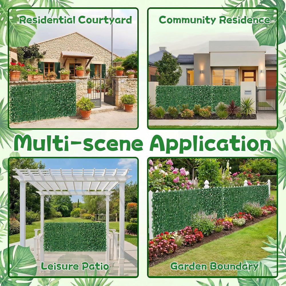 4PCS Artificial Ivy Fence Privacy Screen,40 x 120 Inch UV-Anti Artificial Fak...