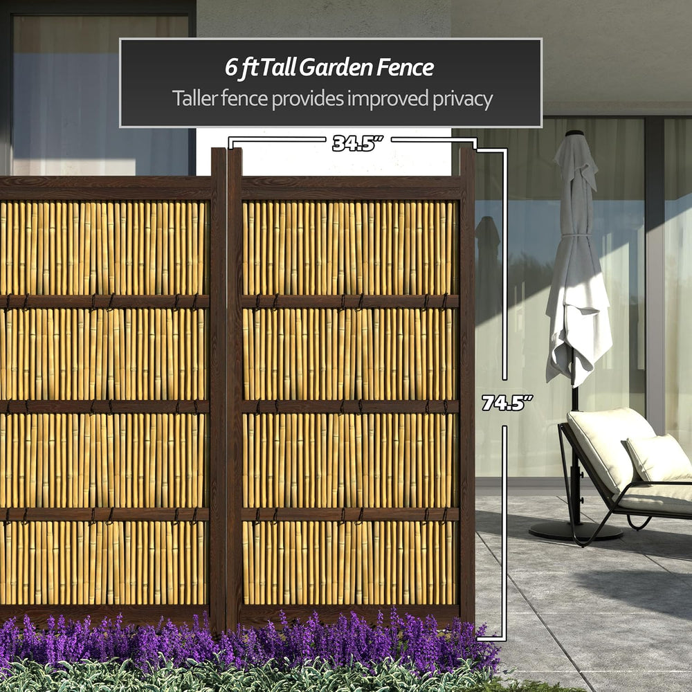 Red Lantern 6 x 3 ft. Japanese Bamboo Kumo Fence Panel, 6ft. x 3ft, Brown