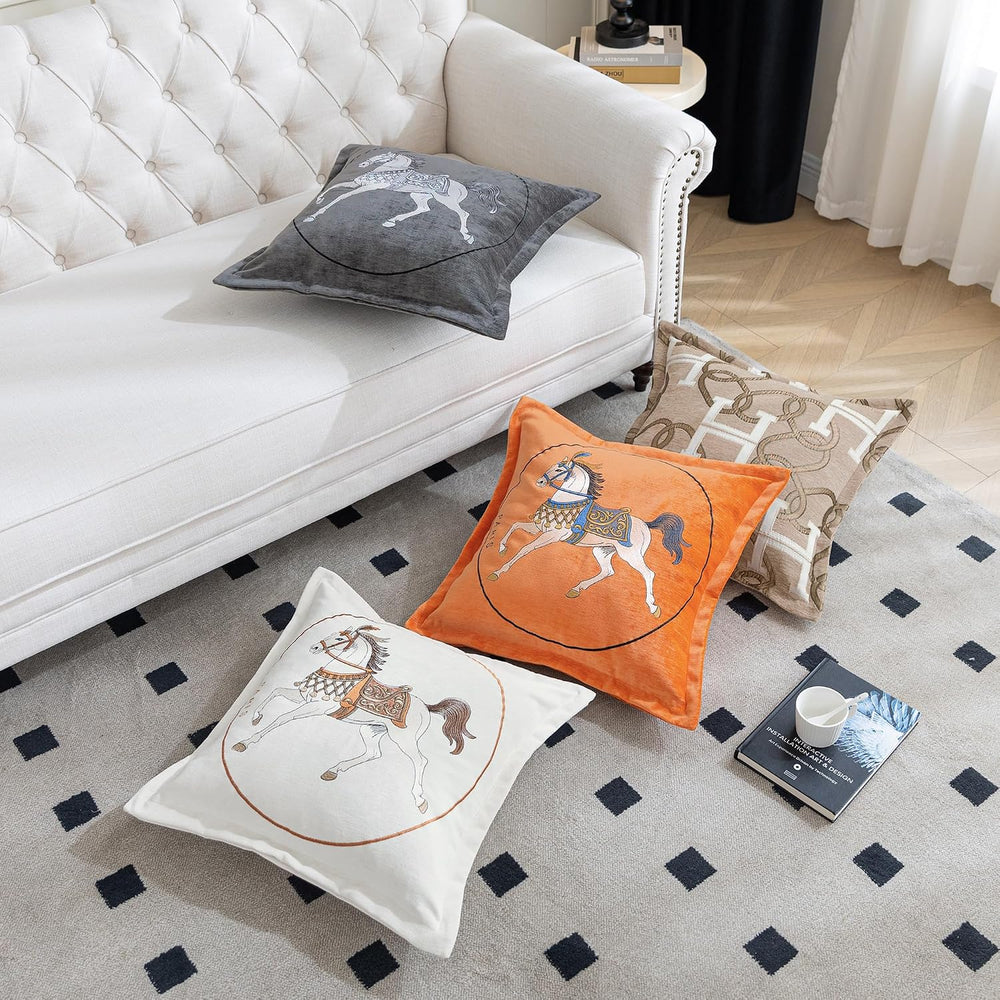 1 Piece Modern Letter H Throw Pillow Cover 20x20 Inch, Light Taupe