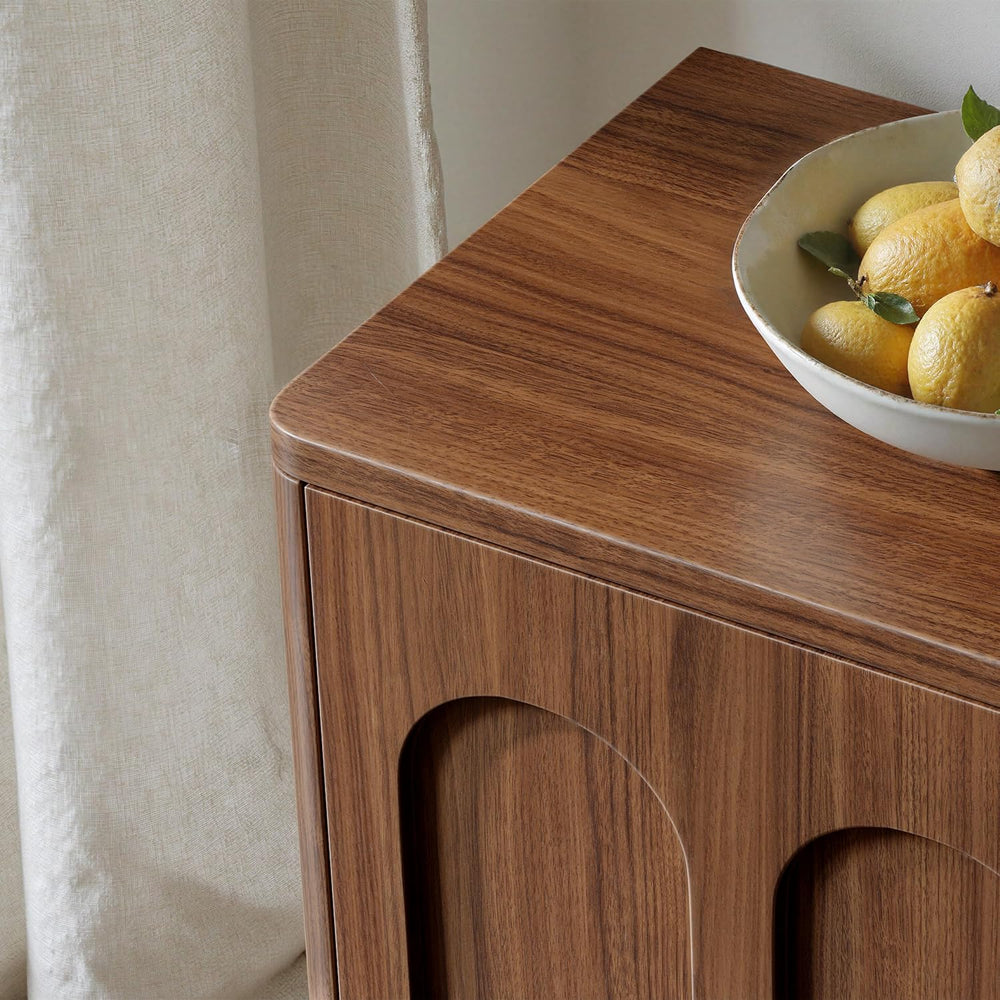 Evermagin 67" Arched Walnut Sideboard Buffet Cabinet with Storage