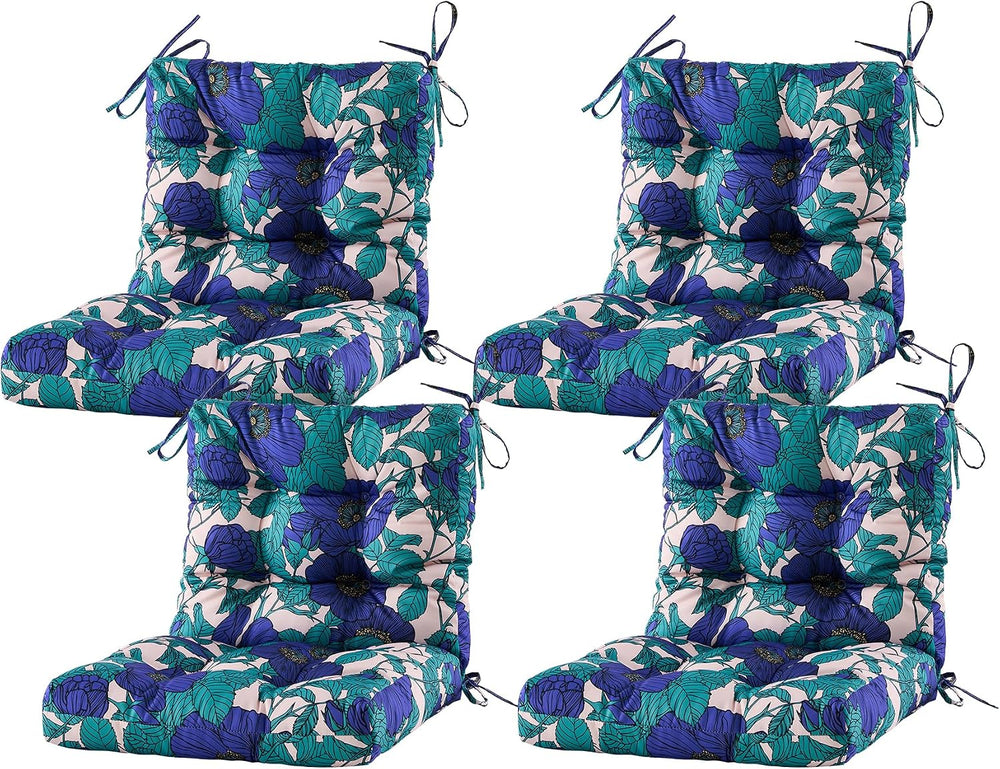 ARTPLAN Outdoor Patio Seat Back Cushion 40x20 with Ties 4 Pack Floral