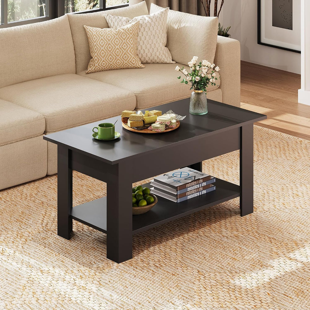 WLIVE Lift Top Coffee Table for Living Room/Dining/Office, Retro Black