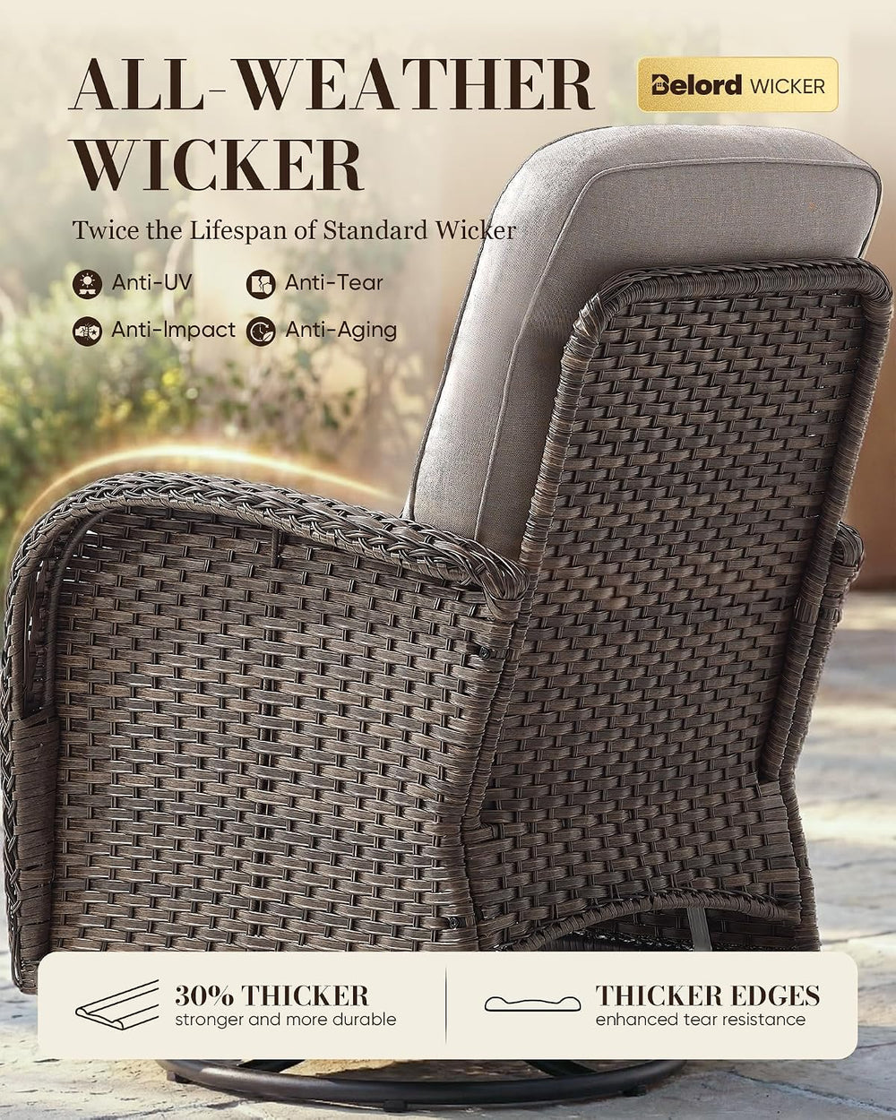 Belord Upgraded 6“ Cushion Luxury 5 Pieces Patio Furniture Set - All Weather ...