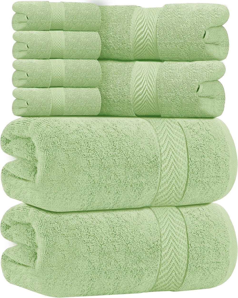 Oakias Premium Towel Set 600 GSM 8 Piece Green - 100% Ring Spun Cotton Highly...