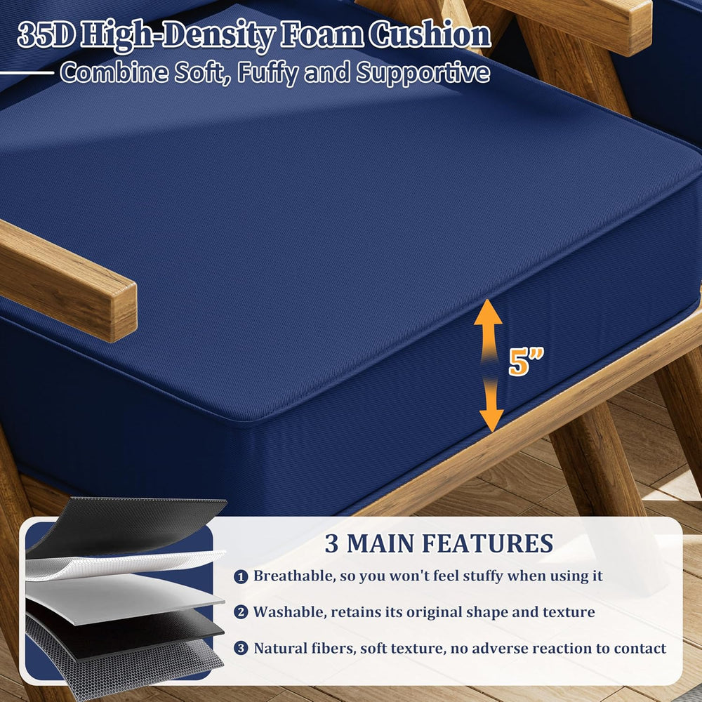 Outdoor Seat Cushions 22×24, Waterproof, for Patio Sofa Chairs, Blue