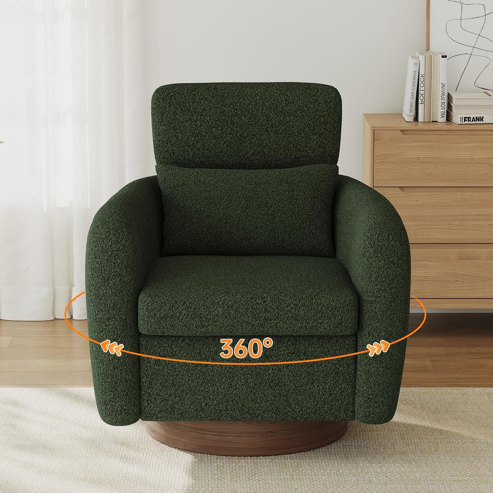 360 Degree Swivel Accent Chair with Adjustable Headrest, Green