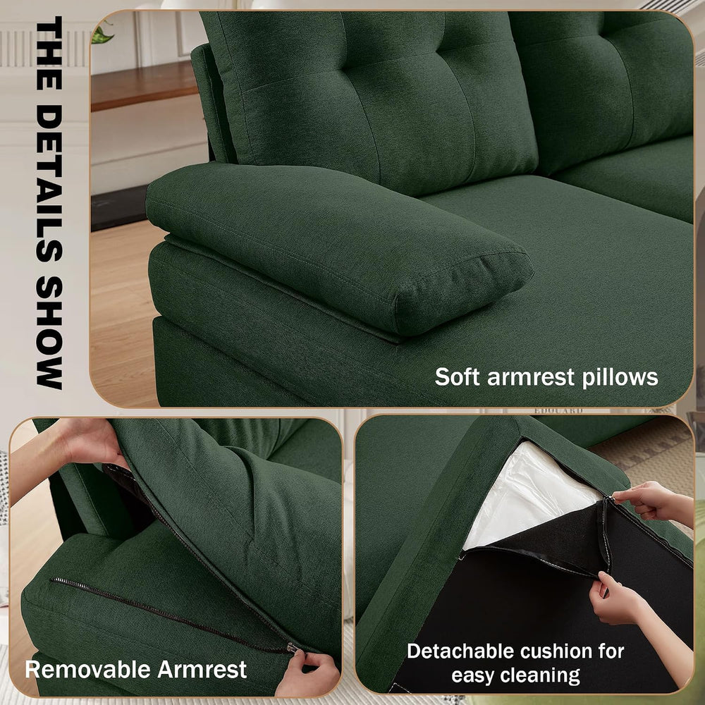 Sectional Couches for Living Room, Modern Linen Fibre U Shaped Sofa Couch wit...